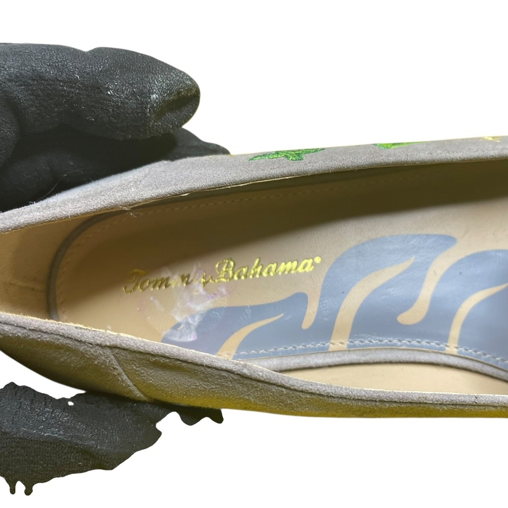 Tommy Bahama Women's Coastal Drinks Loafers Gray Suede Embroidery Slip On 8.5 - Picture 6 of 14